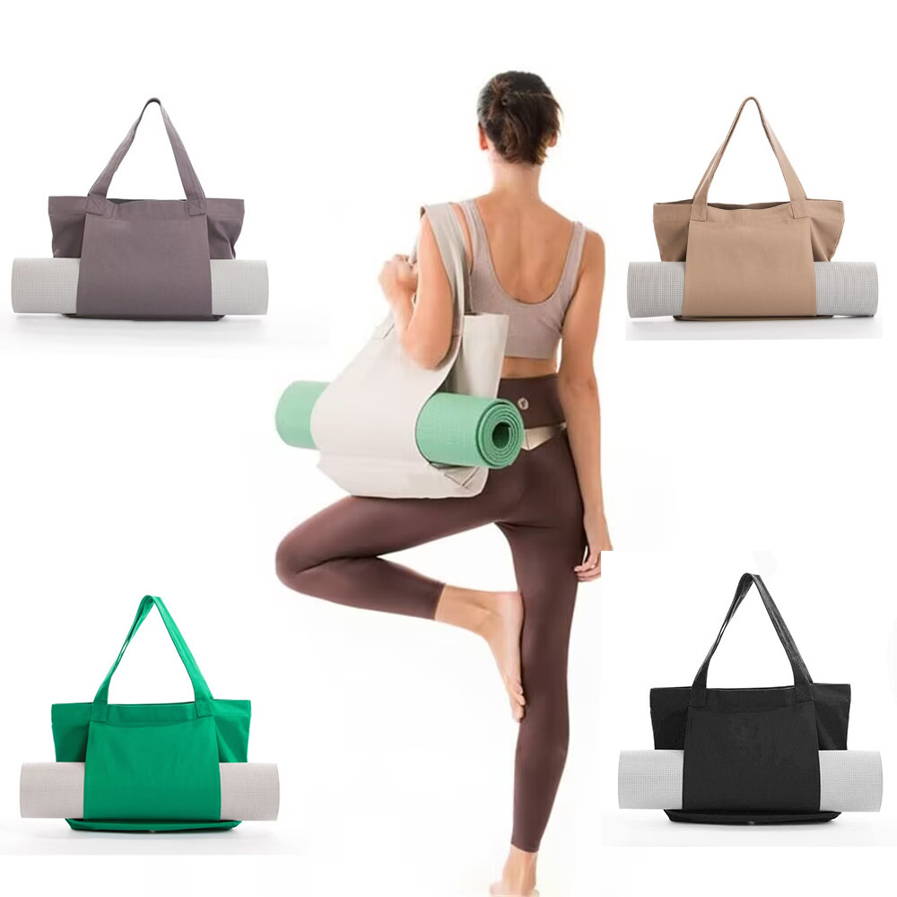 Pilate Yoga Workout - Canvas Yoga Mat Tote Bag, Large